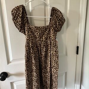 Leopard Print Puff Sleeve Dress abound